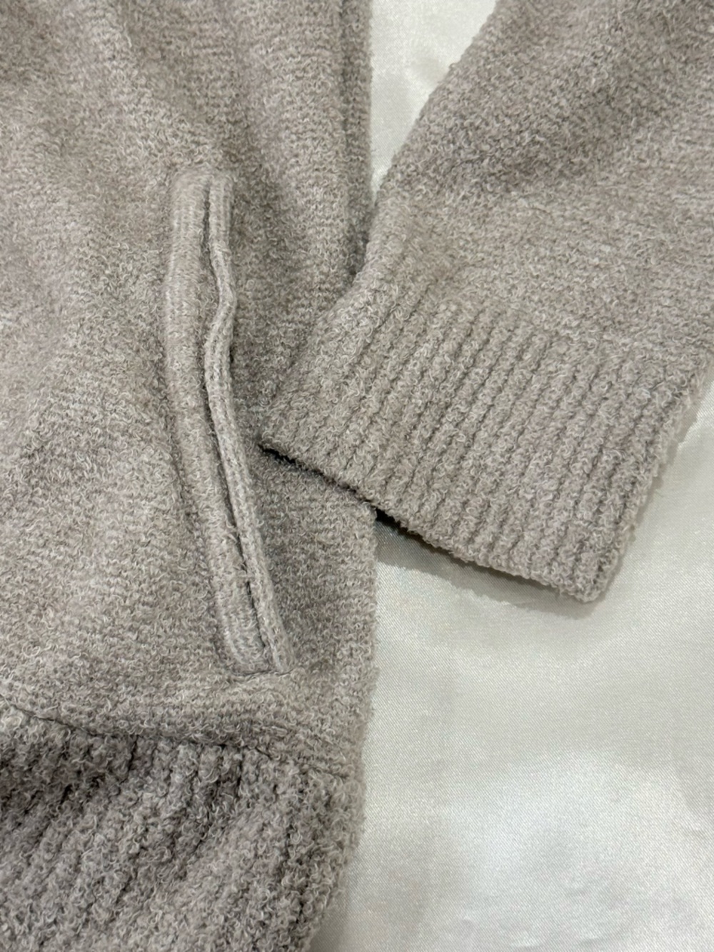 Barefoot Dreams Cozy Chic Lite Circle Cardigan Taupe Medium Lounge Soft Warm - Picture 10 of 11